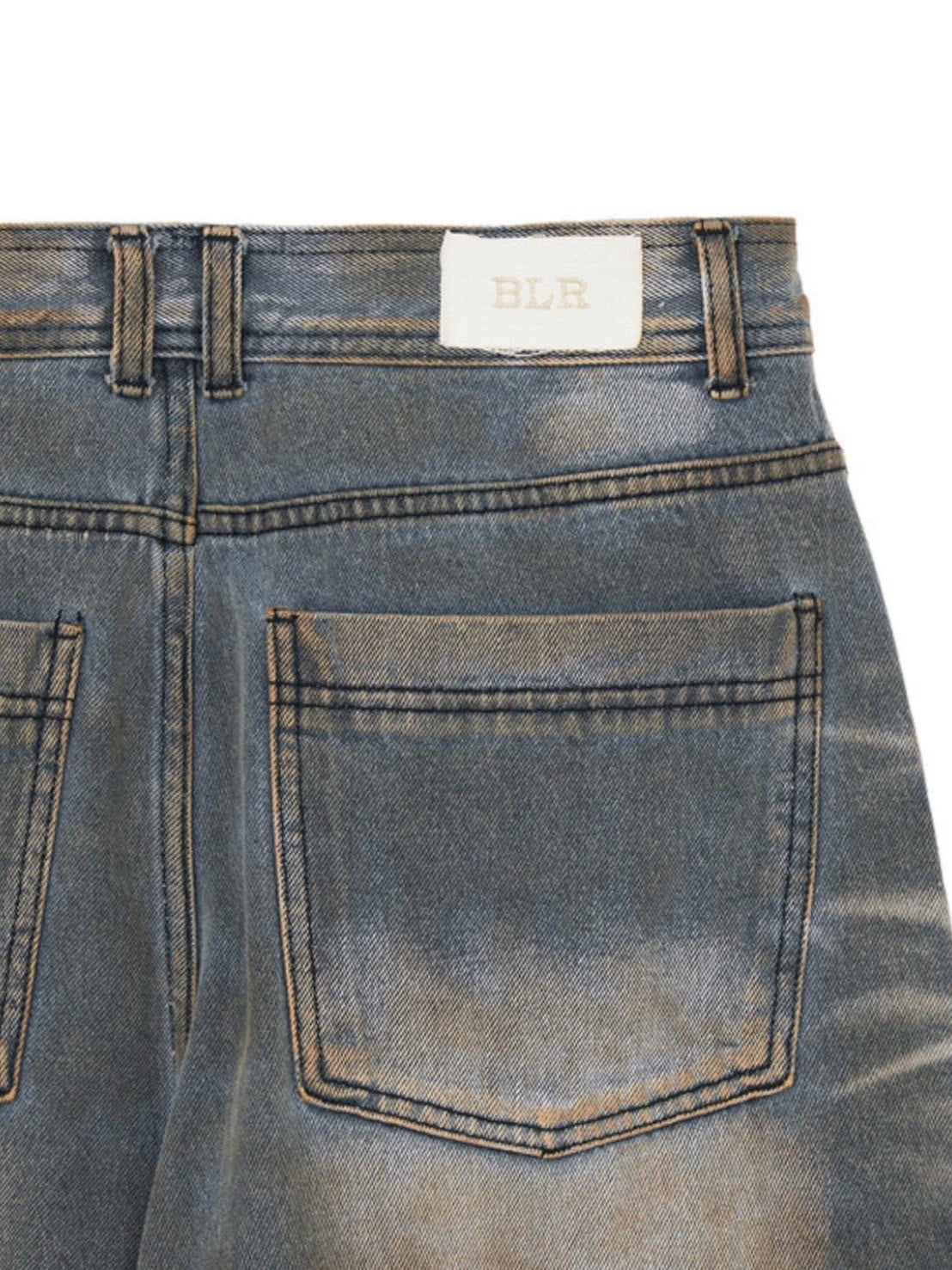 【BLR BLUER】EMBOSSED WAVE WASHING WIDE DENIM PANTS