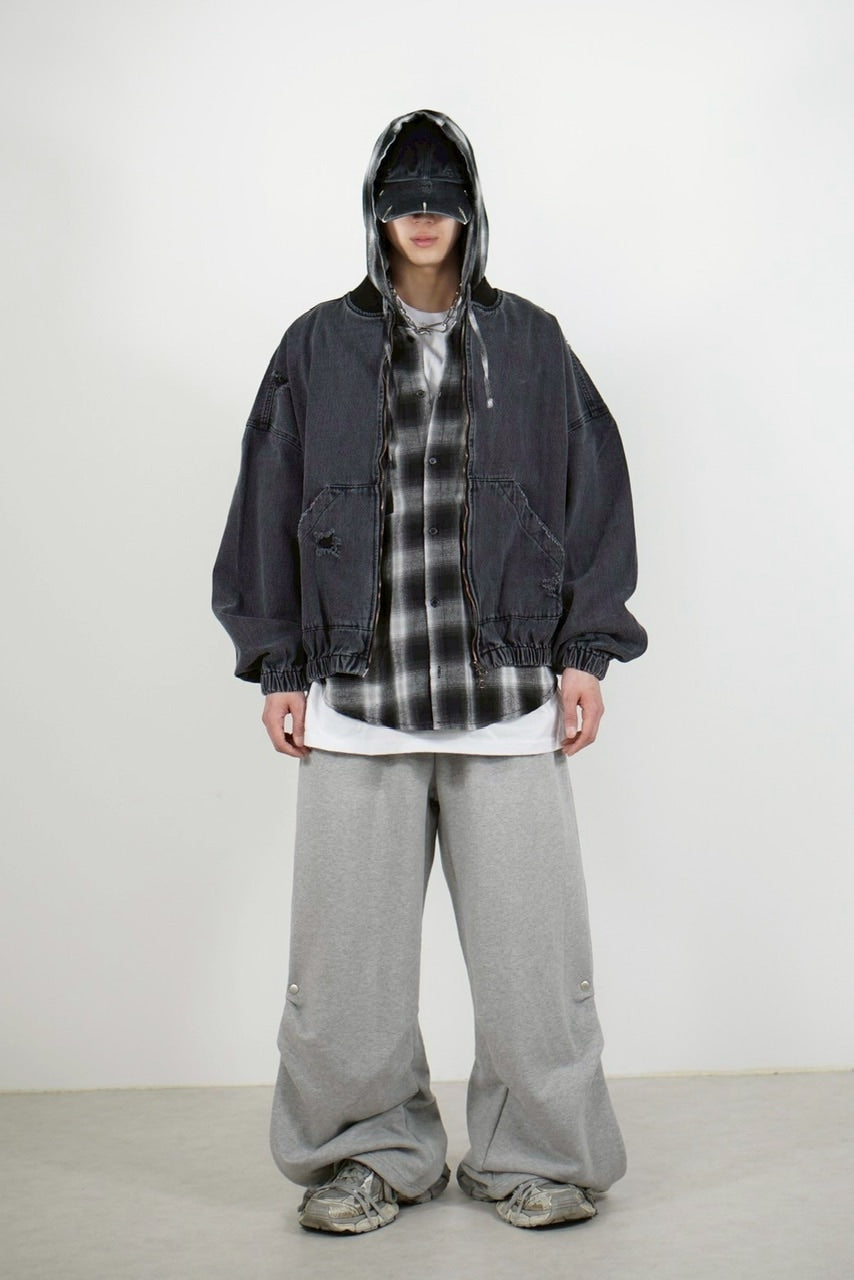 【Chikashitsu +】denim flight bomber jacket (2color)