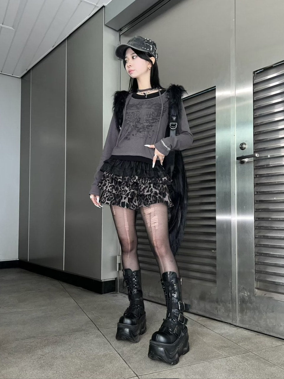 【Never mind the XU】tie set cross wing long sleeve tee (3color) / 【ネバーマインドザエックスユー】ネクタイセットクロスウィングプリント長袖Tシャツ