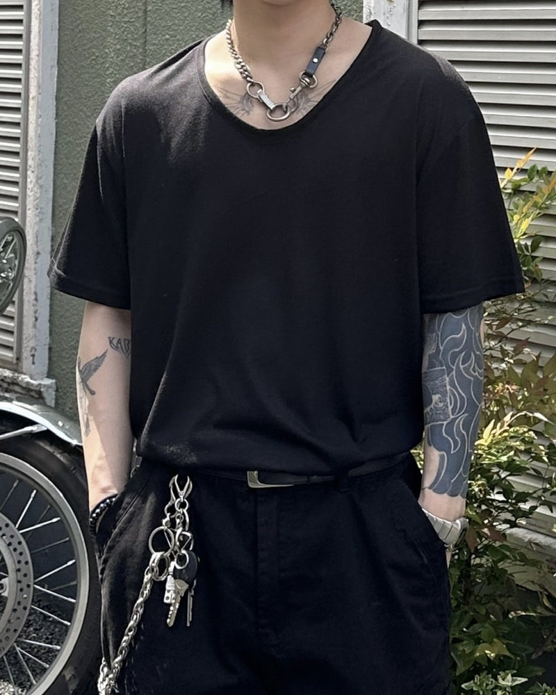 大阪店WEB限定受注制【Chikashitsu +】U neck t-shirt (2color)