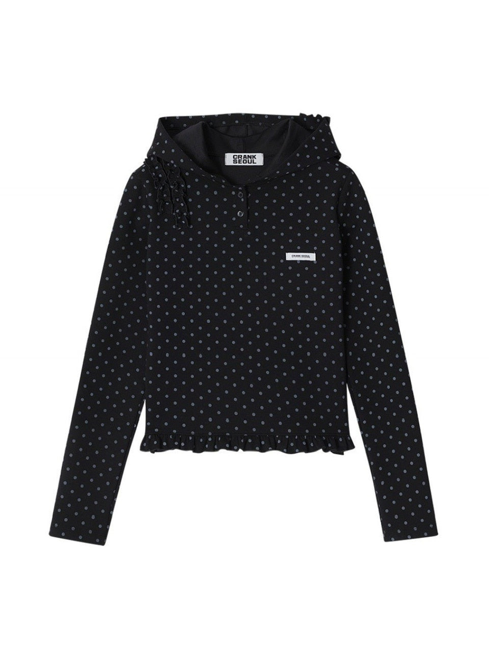 【CRANK】DOT FRILL HOODIE / 【クランク】ドットフリルフード付き長袖Tシャツ