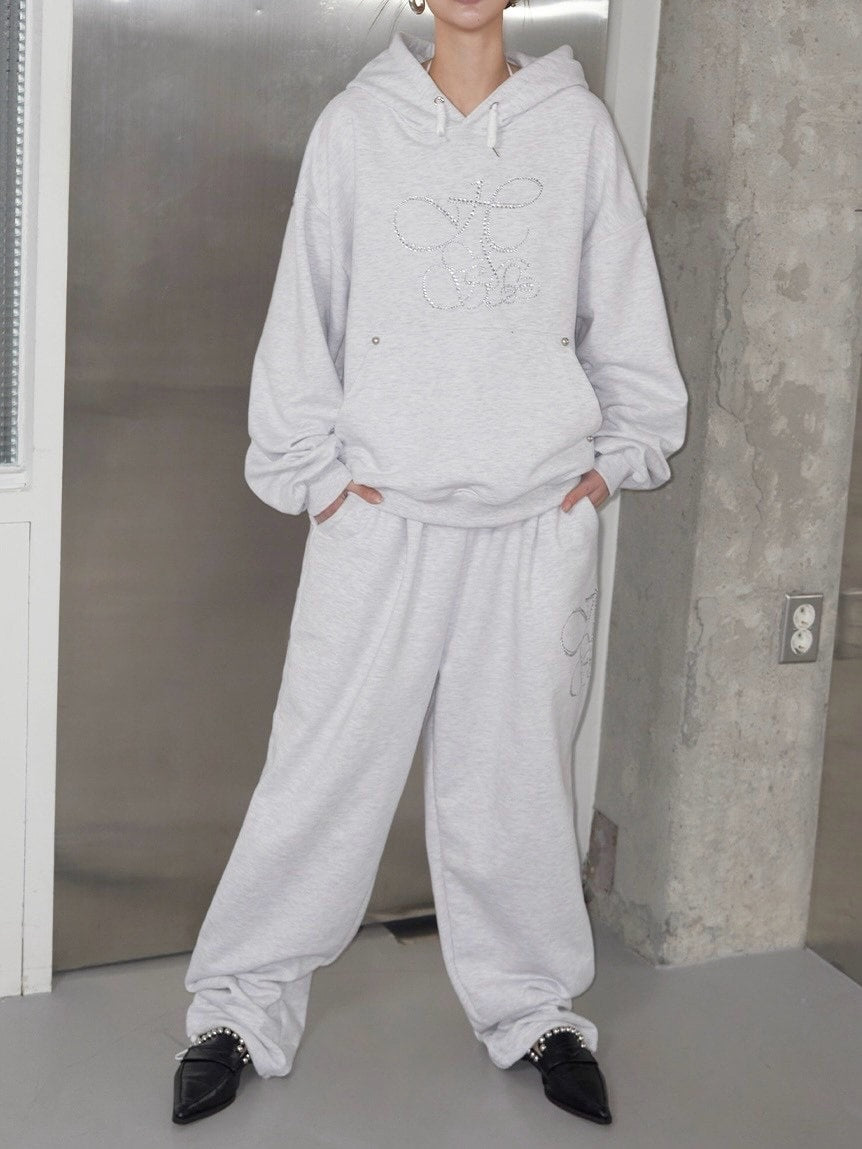 【HOLY NUMBER 7】HIPHOP OVER BALLOON FIT CUBIC LETTERING TRAINING PANTS