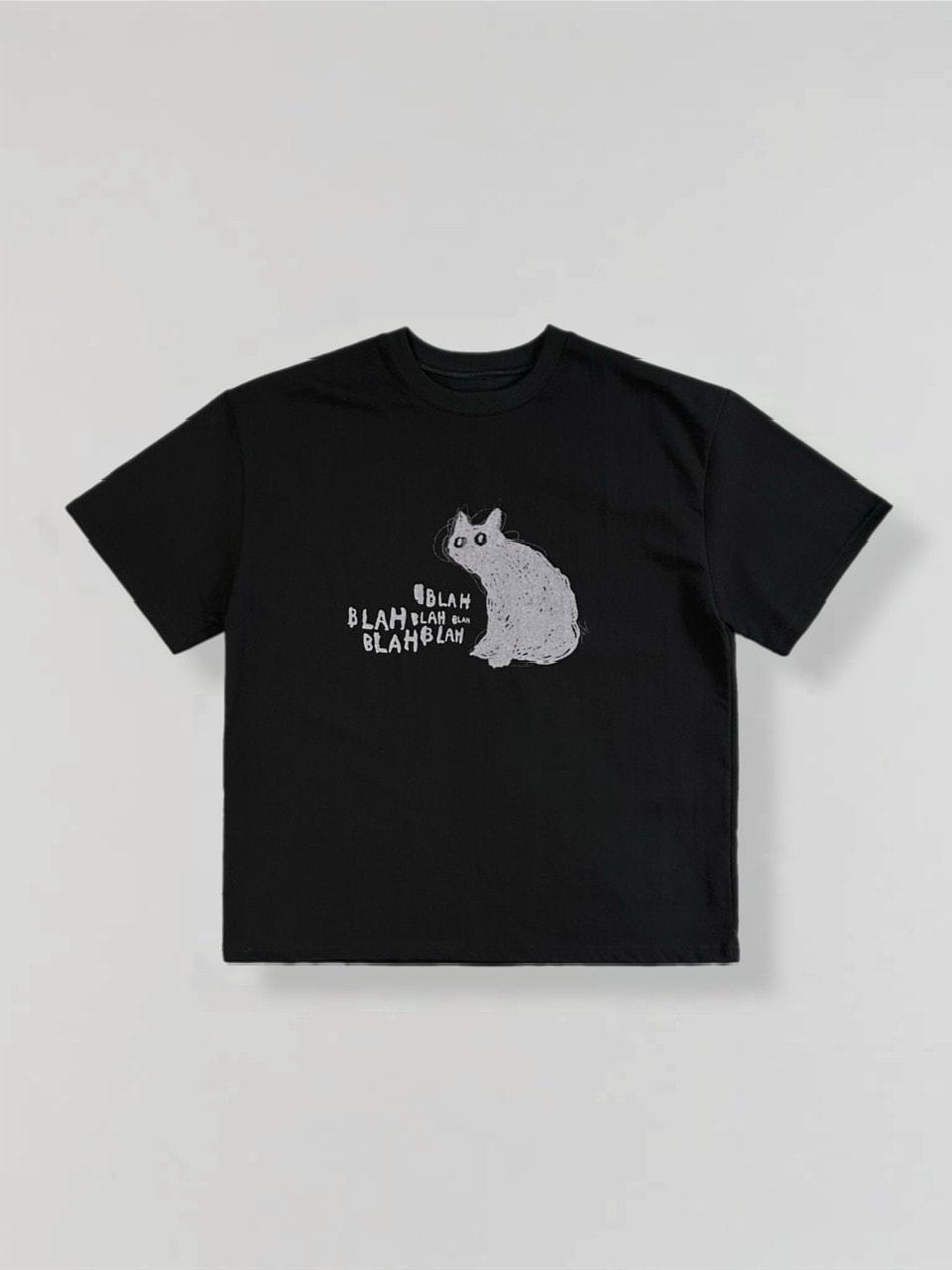 chiiiibag Tシャツ　ホワイトxブラック 大阪店WEB限定【Chikashitsu +】heavy weight cat t-shirt (2color
