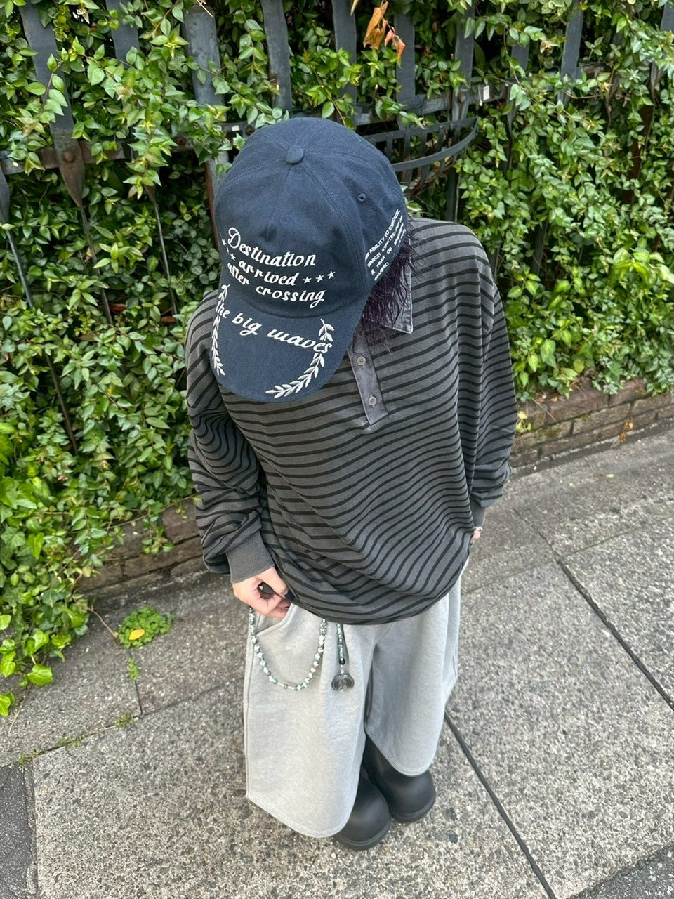 受注制【youll】pigment border polo long tee (2color)