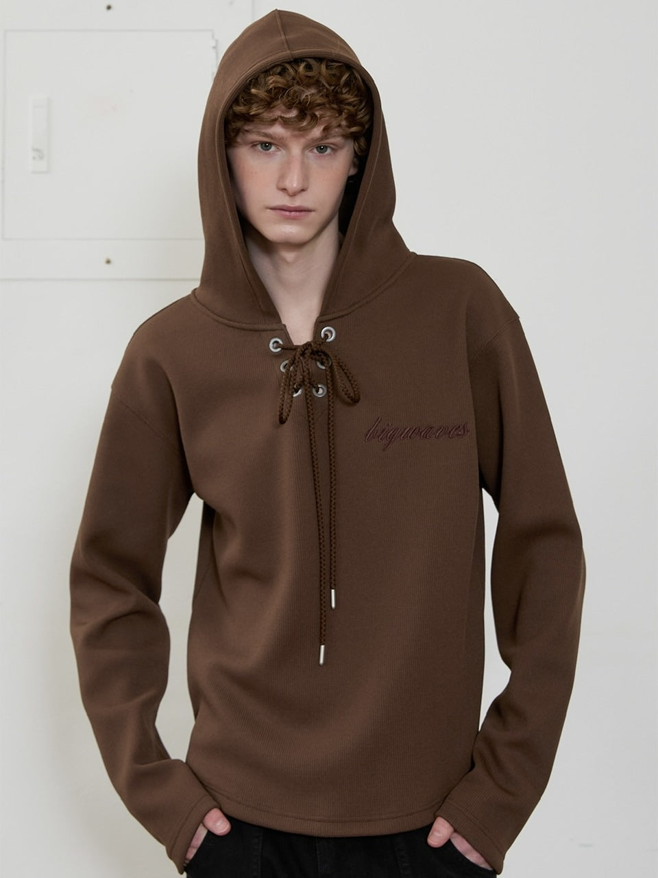 【ESC STUDIO】eyelet waffle hoodie