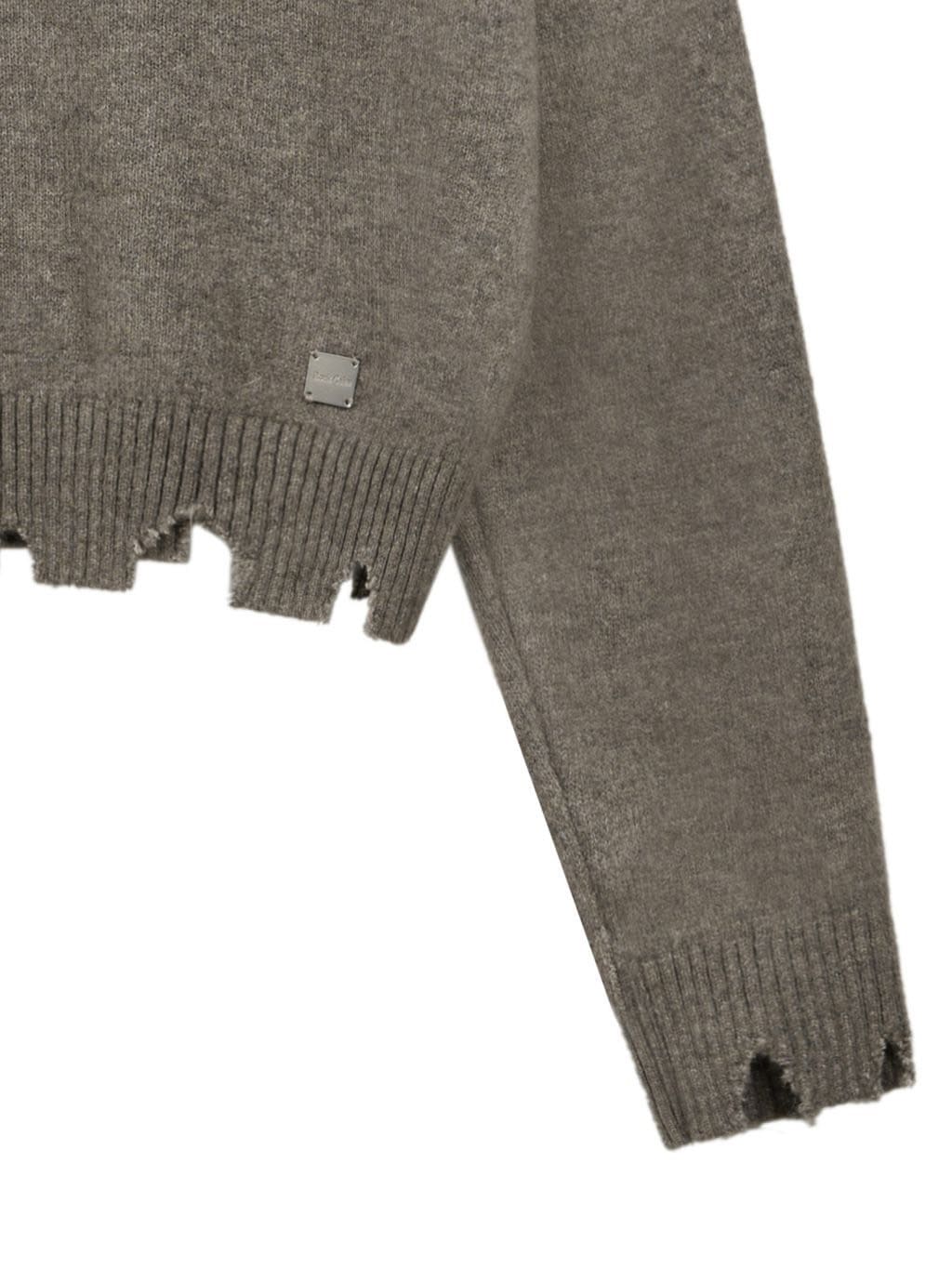 【ROCK CAKE】Off Shoulder Damaged Knit