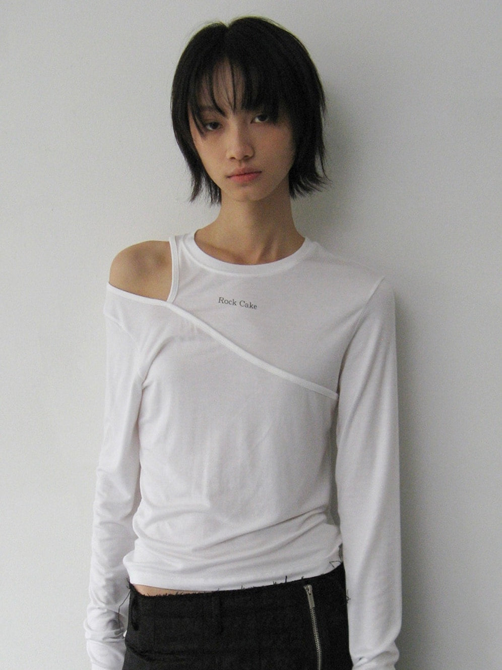【ROCK CAKE】One Shoulder Layered Top