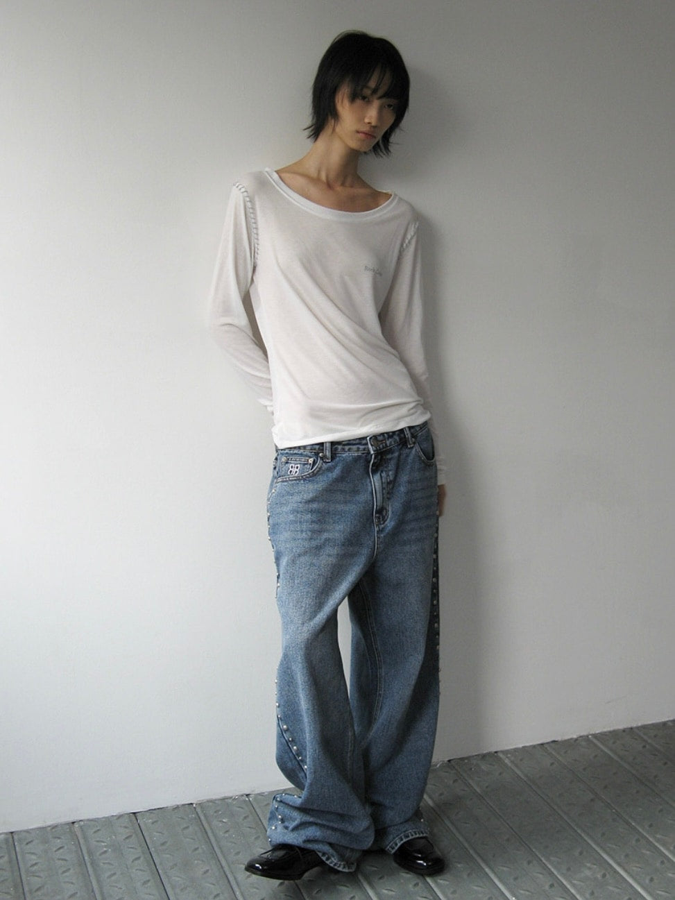 【ROCK CAKE】Studded Line Point Jeans