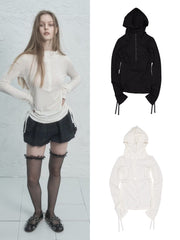 【SETUP‐EXE】RIVET BUTTON HOODIE TOP