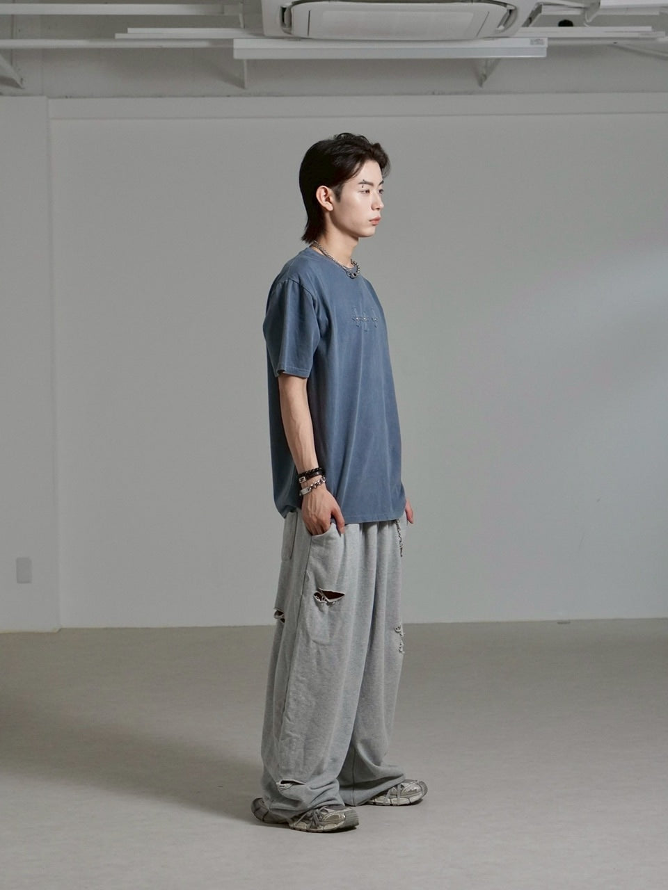 受注制【Chikashitsu +】pigment cross point t-shirt (2color) / 【チカシツプラス】ピグメントクロスポイント半袖Tシャツ