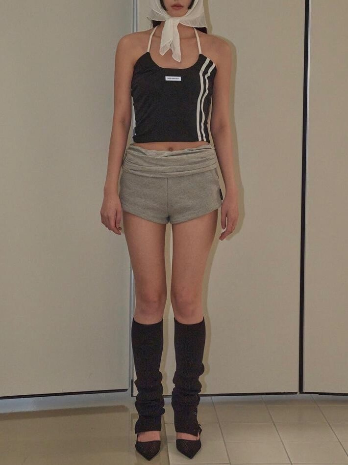 【ODDONEOUT】TWO LINE HALTER NECK TOP