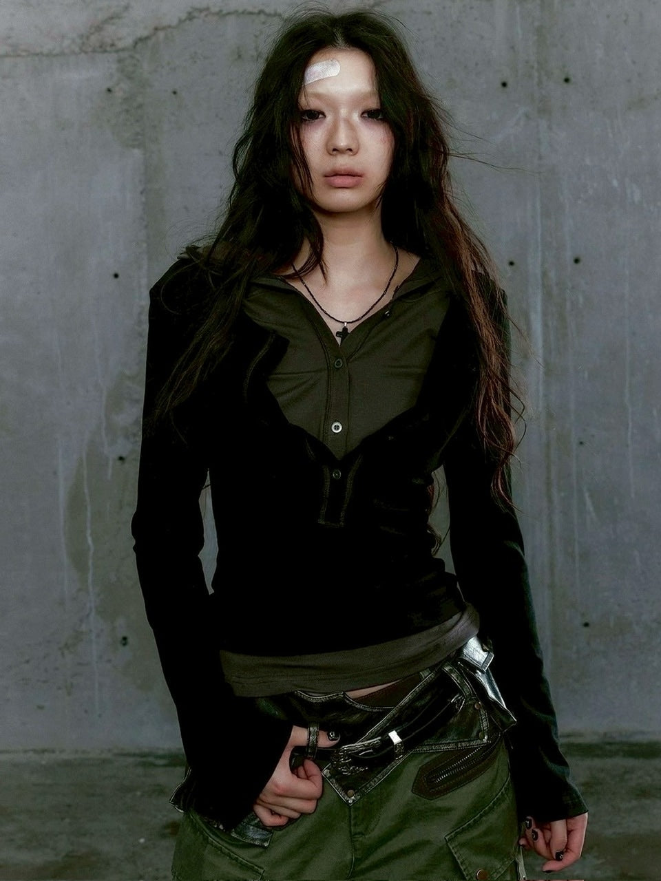 【Cest Nous】Two-in-One Hoodie / 【セヌー】レイヤードフード付き長袖トップス