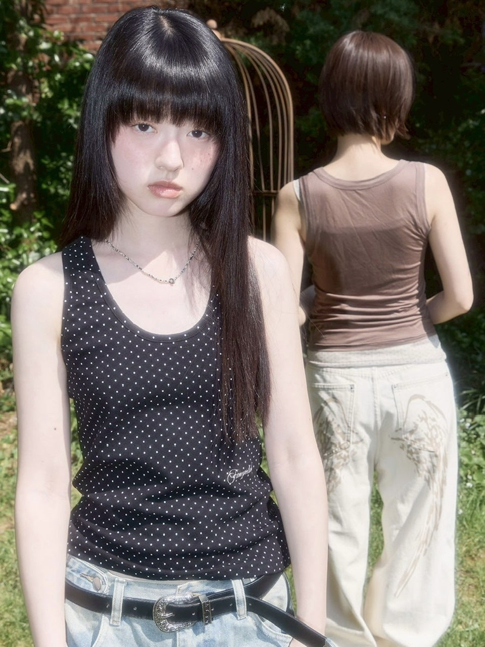 【FANCY CLUB】 Dot Button Sleeveless / 【ファンシークラブ】ドットボタンタンクトップ