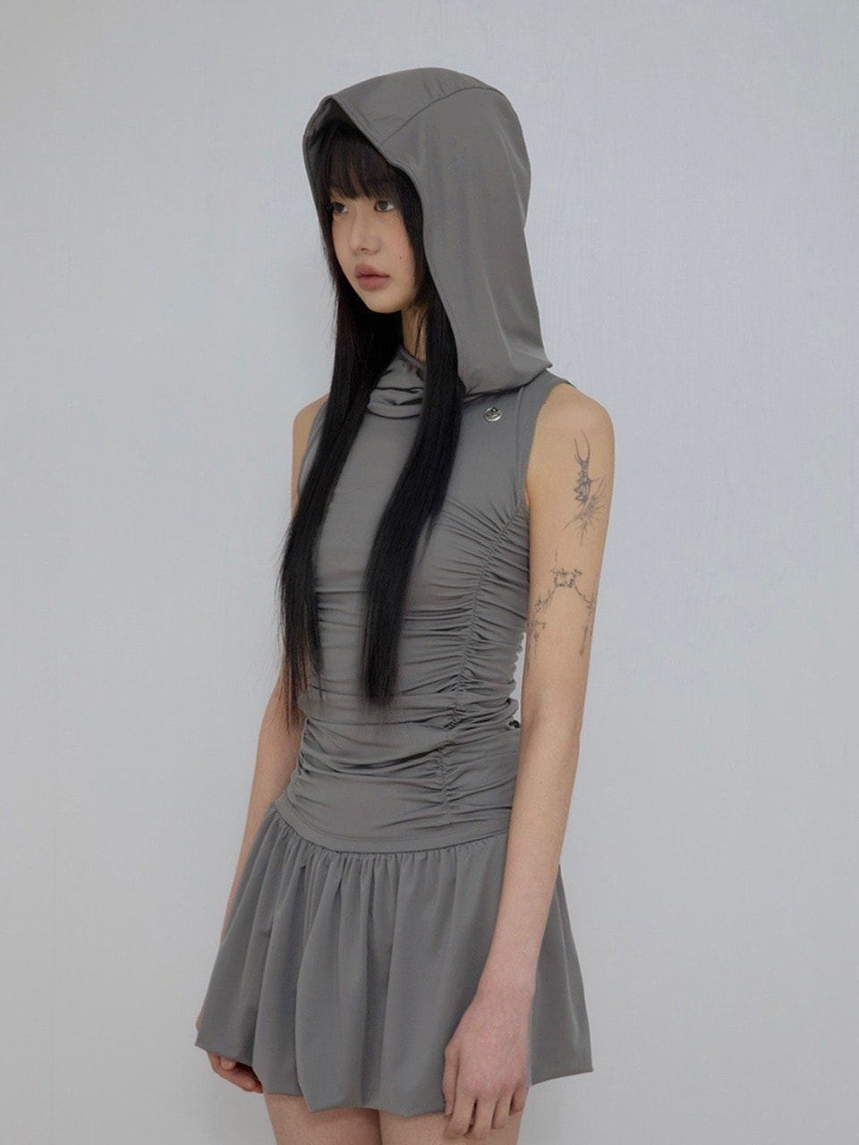 【FLAREUP】Hooded High Neck Dress