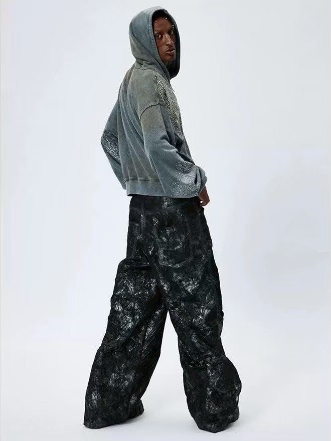 【DND4DES】DIAMOND DISTRESSED ZIP-UP HOODIE