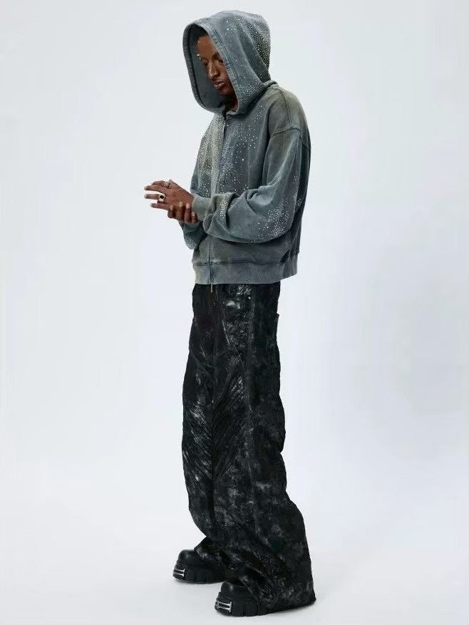 【DND4DES】COATED FAUX LEATHER BIKER BAGGY PANTS