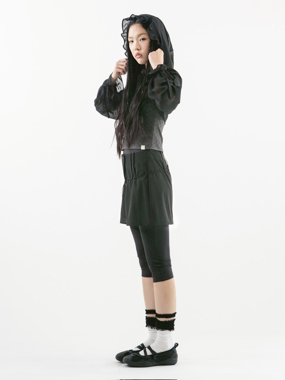 【TUOMIO】CHIFFON HOODED BOLERO / 【トゥオミオ】シフォンフードボレロ