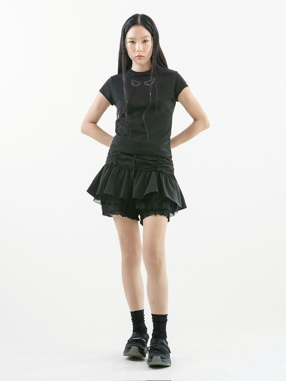 【TUOMIO】ANGEL STUD BABY T-SHIRT / 【トゥオミオ】エンジェルスタッズベイビー半袖Tシャツ