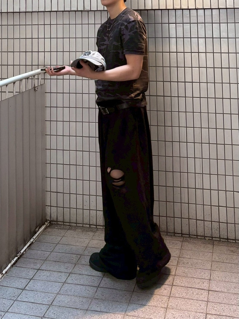 【Chikashitsu +】full length damage sweat pants / 【チカシツプラス】フルレングスダメージスウェットパンツ (3color)