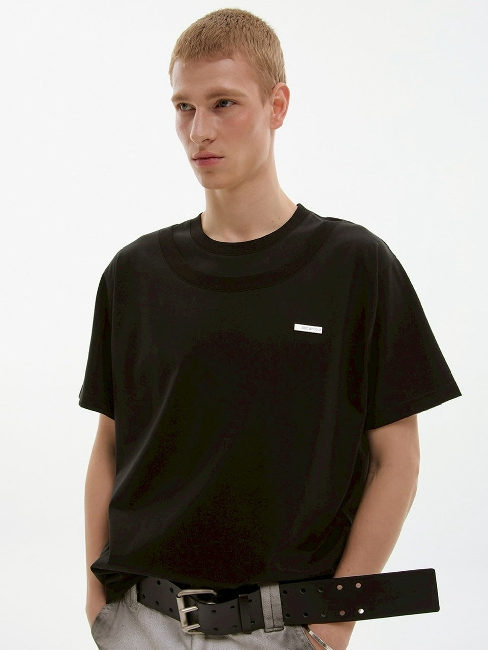 【ESC STUDIO】double neck t-shirt / 【イーエスシーステュディオ】ダブルネック半袖Tシャツ