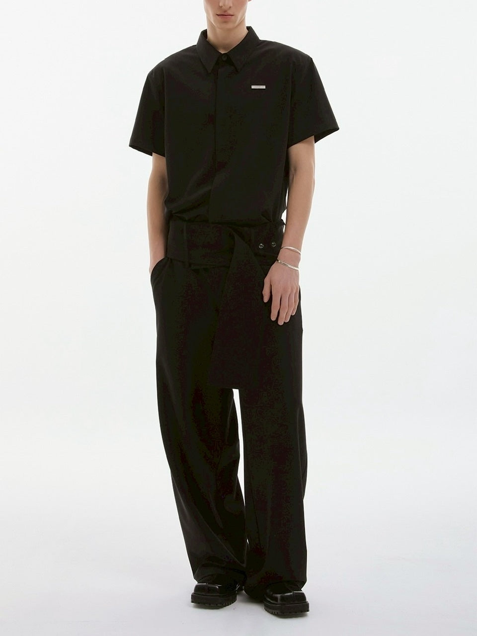 【ESC STUDIO】spacious belt pants/ 【イーエスシーステュディオ】スペイシャスベルトパンツ