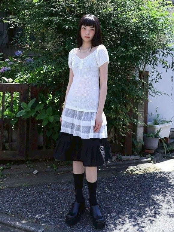 【Uglyshadow】DOTTED RUFFLE DRESS / 【アグリーシャドウ】ドットラッフルチュニック