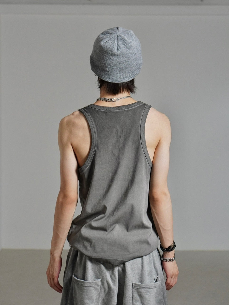 受注制【Chikashitsu +】dirty wash sleeveless / 【チカシツプラス】ダーティウォッシュタンクトップ (2color)
