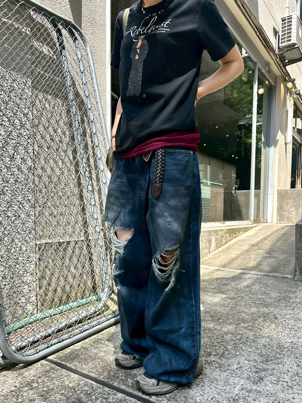 受注制【Chikashitsu +】oiled wash destroy denim pants / 【チカシツプラス】オイルドウォッシュデストロイデニムパンツ