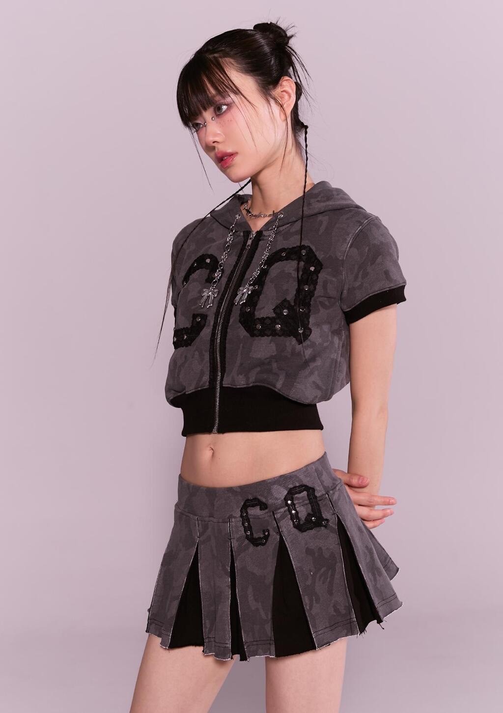 【CHERRYQUIRI】CQ lace stud pleats sk
