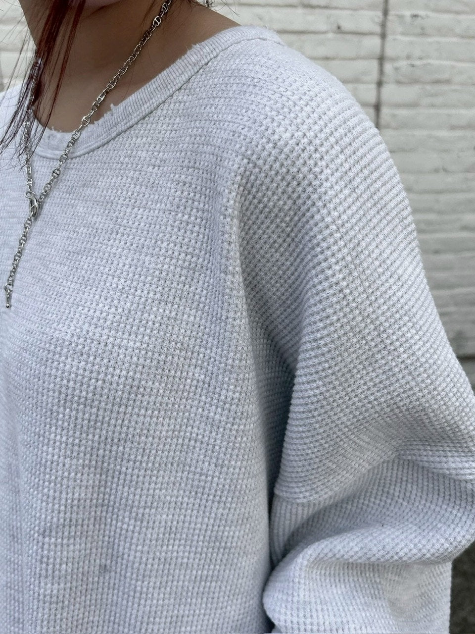 東京店WEB限定受注制【Chikashitsu +】damage waffle long sleeve tee / 【チカシツプラス】ダメージワッフル長袖Tシャツ (2color)