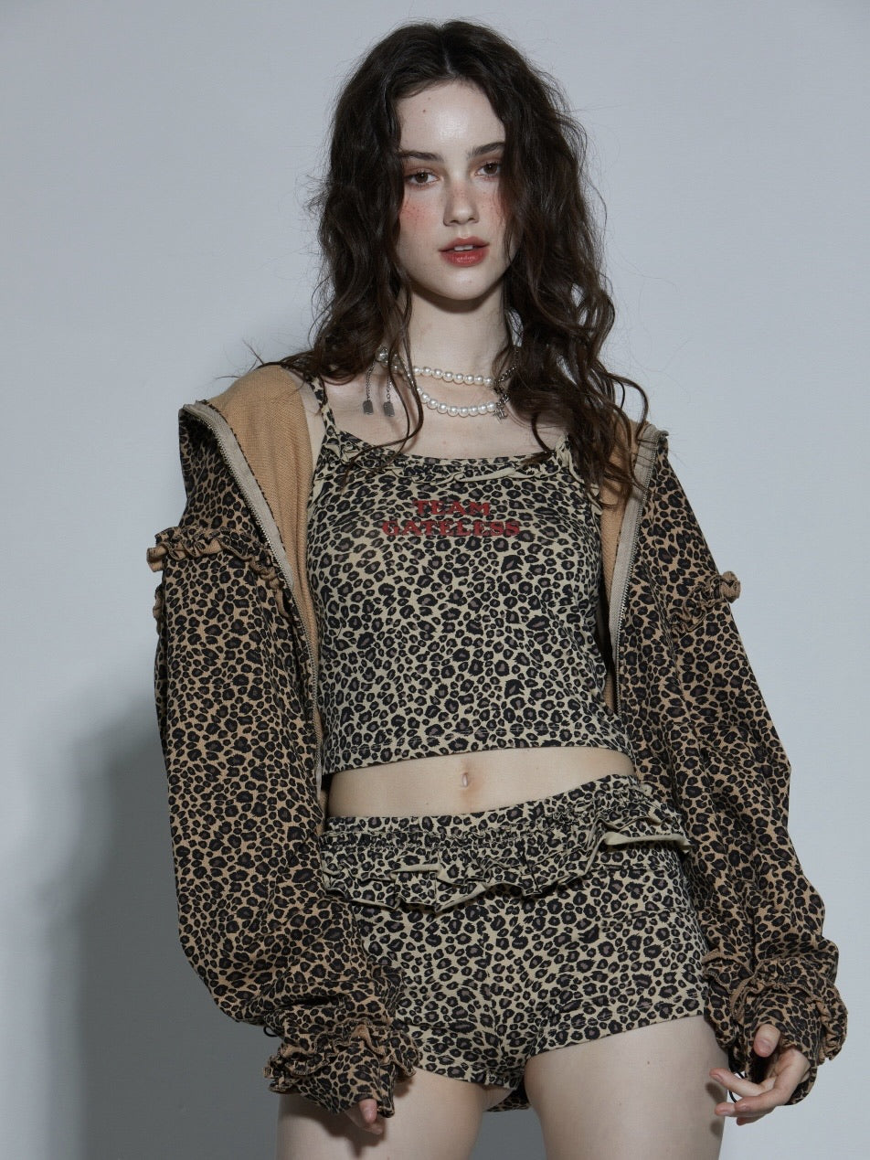 【GATELESS】LEOPARD FRILL MICRO MINI SHORT PANTS / 【ゲートレス】レオパードフリルマイクロミニショートパンツ