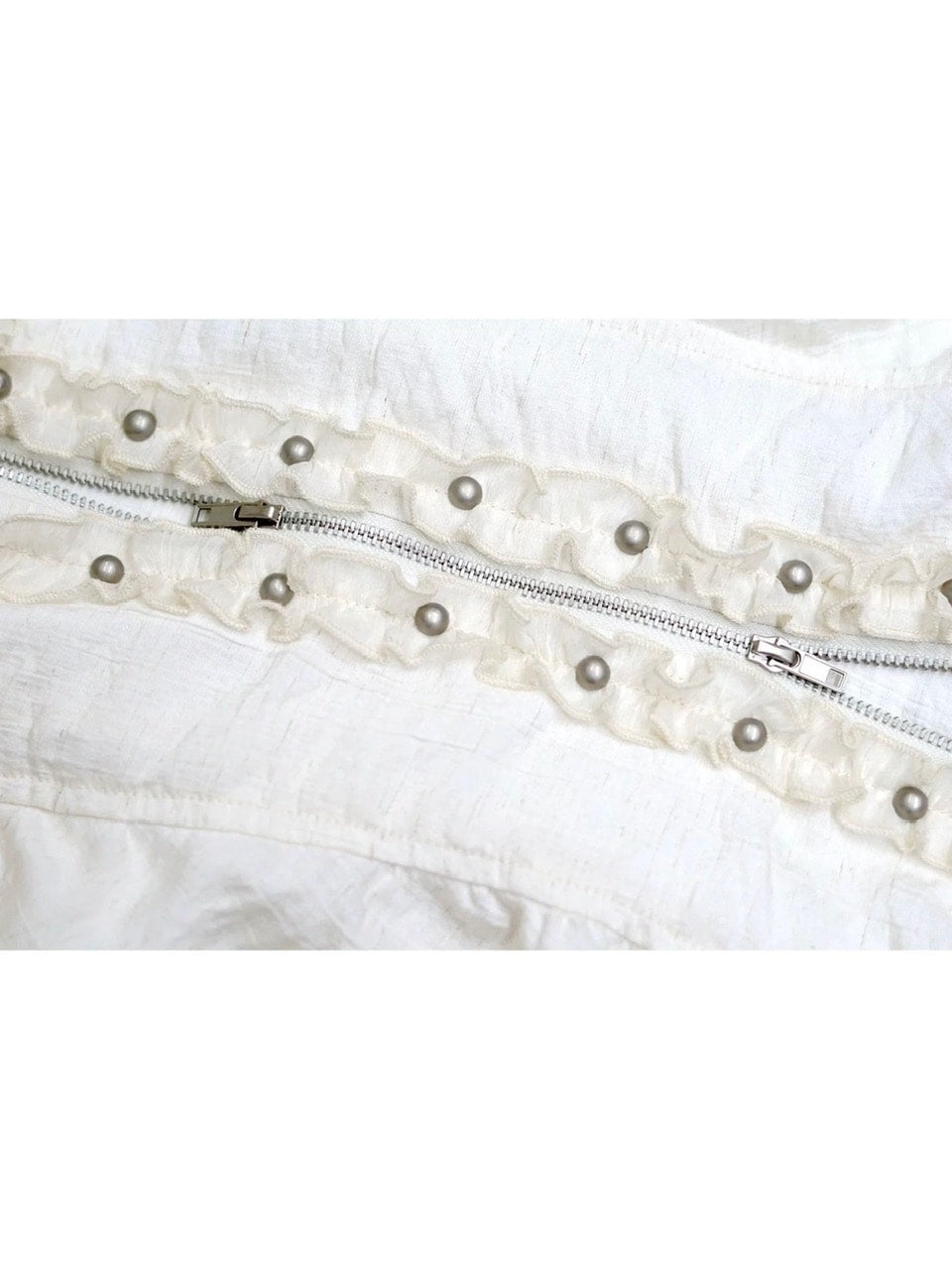 【Cest Nous】Lace Trim Rivet Blouse / 【セヌー】レースフリルリベットブラウス