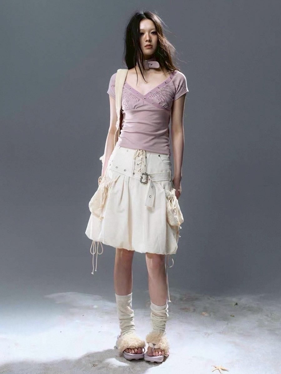 【Cest Nous】Petal Skirt / 【セヌー】ベルトポケットバルーンスカート