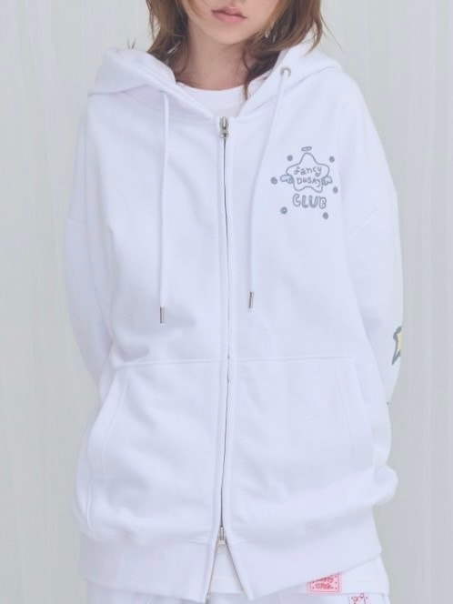 【FANCY X DUSTY】DEVIL & ANGEL PRINTED HOODED ZIP-UP / 【ファンシー X ダスティ】デビル＆エンジェルプリントフードジップパーカー