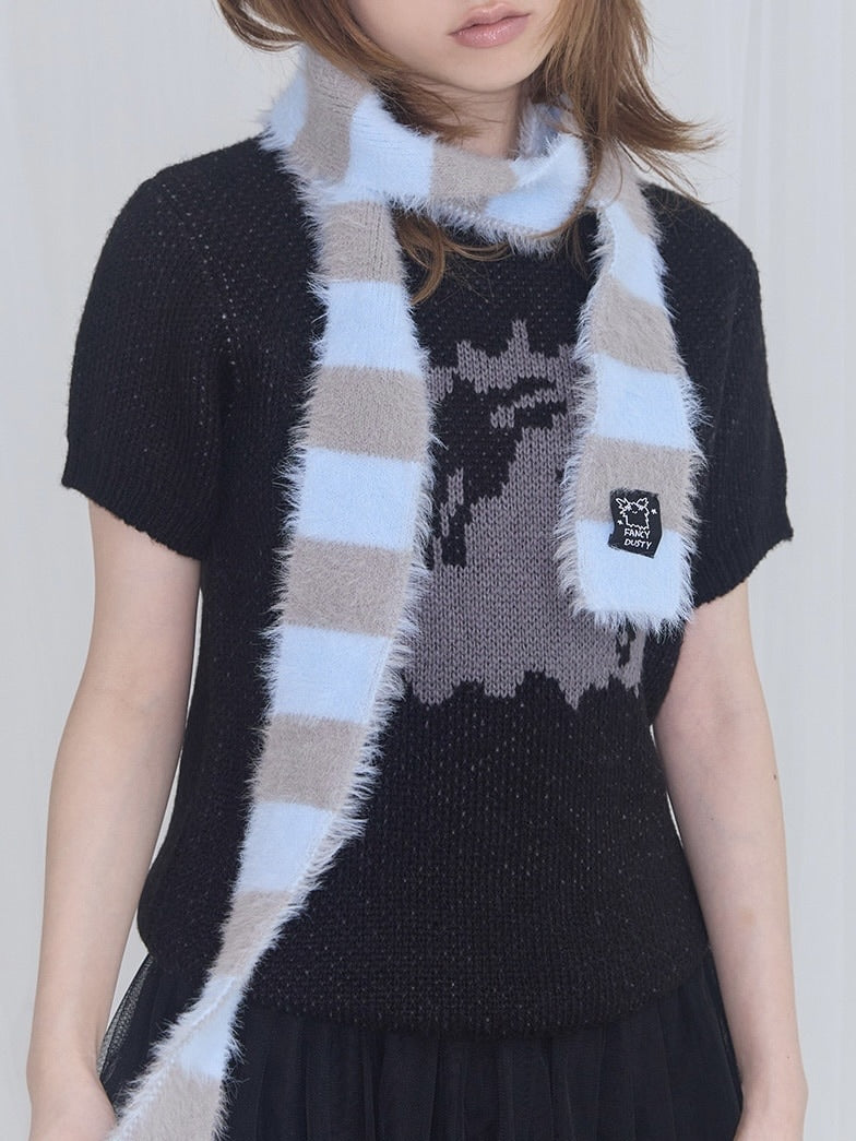 【FANCY X DUSTY】HUG STRIPE FUR MUFFLER / 【ファンシー X ダスティ】ハグストライプファーマフラー