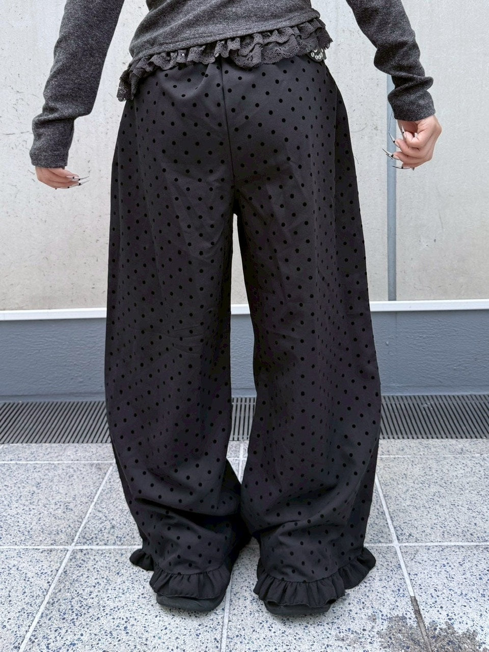 【nmtc +】dot frill pants / 【エヌエムティーシープラス】ドットフリルパンツ (2color)