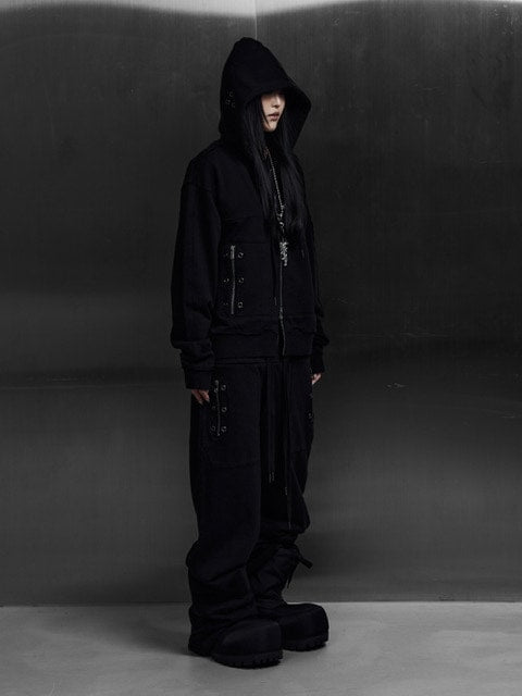 【Rosen Kreuz】EYELET EDGE Set-Up LAYERED SWEAT PANTS