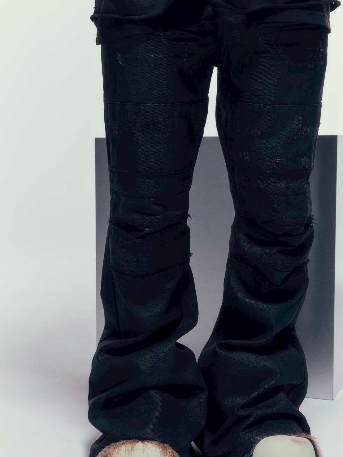 【DIG YOUR OWN GRAVE】COATING SLASH FLARE PANTS /【ディグユアオウングレイブ】コーティングダメージフレアパンツ