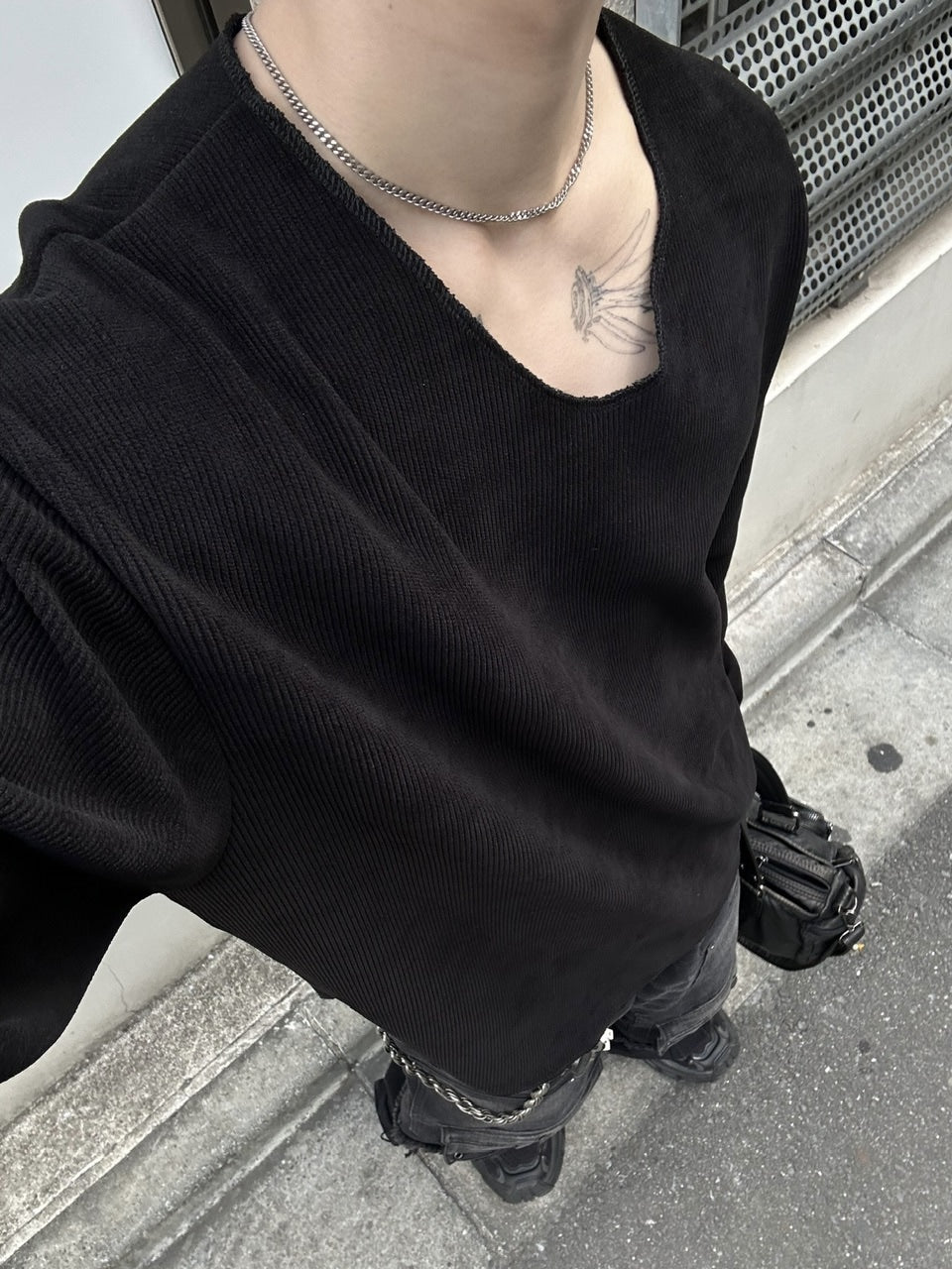 大阪店WEB限定受注制【Chikashitsu +】simple deck v neck knit / 【チカシツプラス】シンプルデッキブイネックニット (3color)