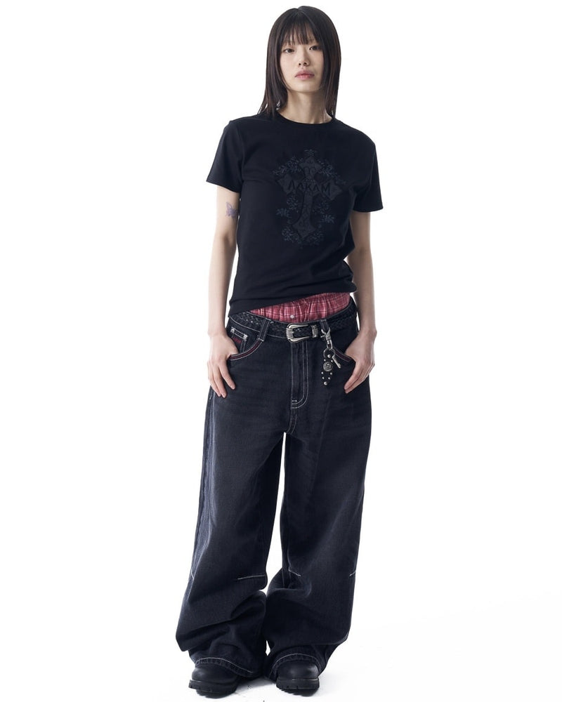 【AAKAM】Studded CROS2 Half Top