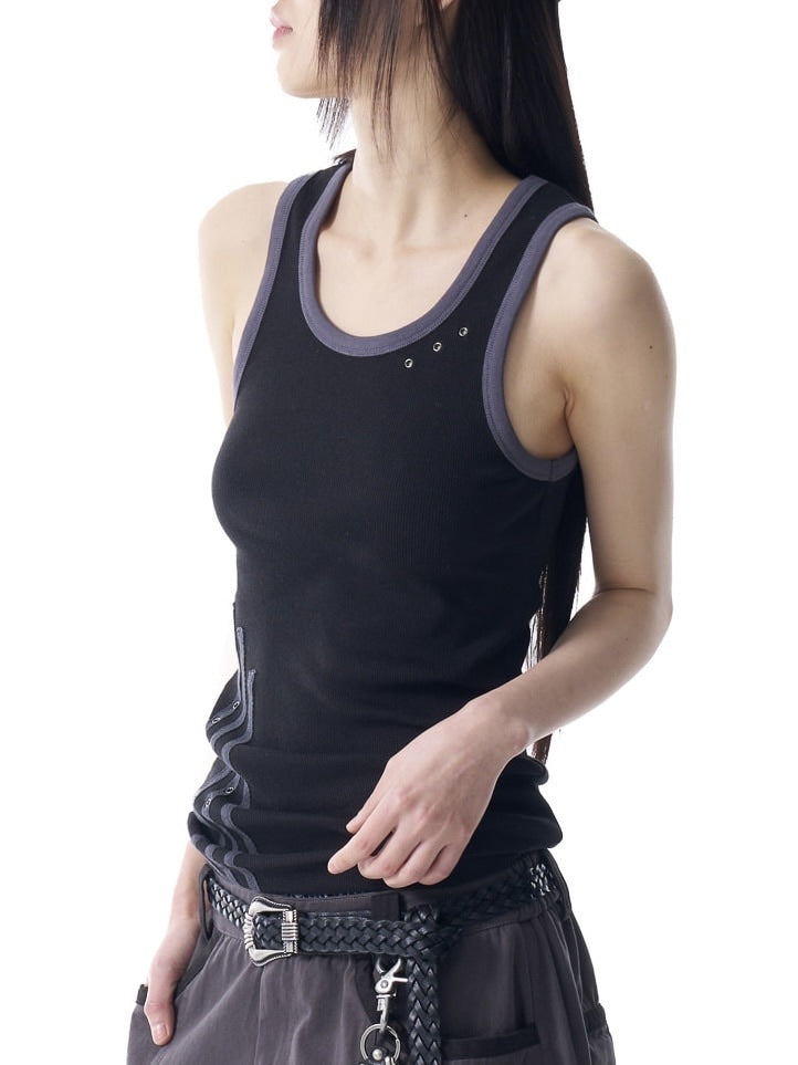 【AAKAM】3-Lined Eyelet Sleeveless