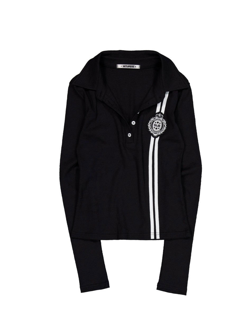 【SETUP‐EXE】WAFFEN LINE COLLAR TEE / 【セットアップエグゼ】ワッフェンラインカラー長袖シャツ