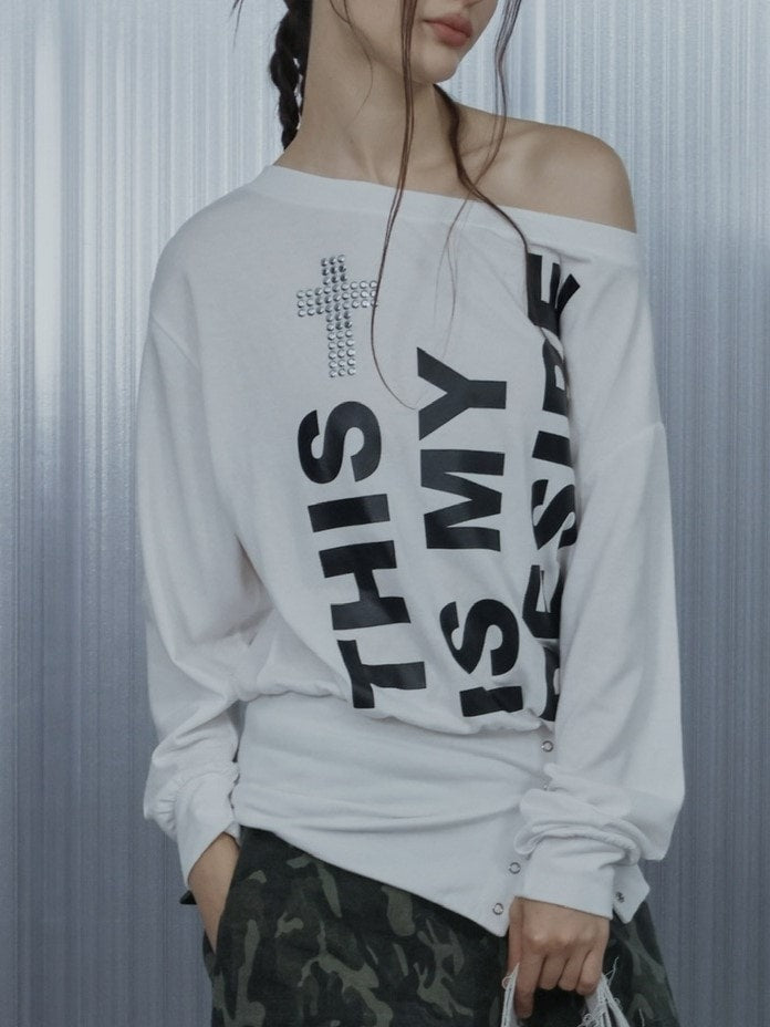 【SETUP‐EXE】BOLD LETTERING LOOSE TOP / 【セットアップエグゼ】ボールドレタリングルーズ長袖Ｔシャツ