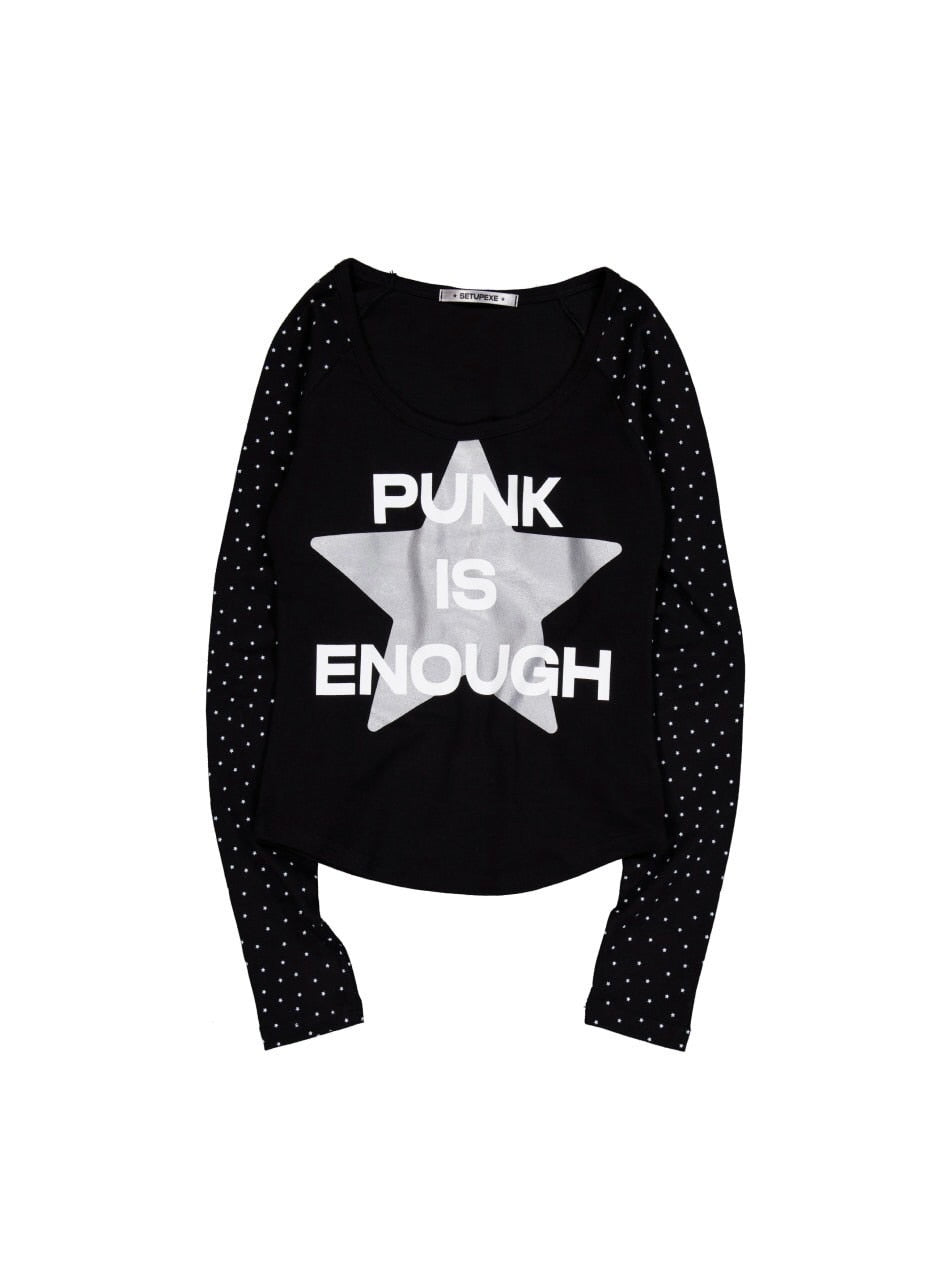【SETUP‐EXE】STAR SLEEVE PUNK TOP / 【セットアップエグゼ】スタースリーブパンク長袖Ｔシャツ