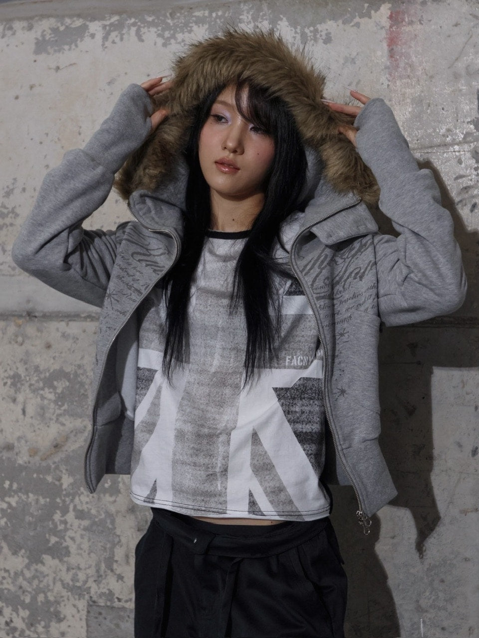 【FANCY CLUB】RUTHLESS FUR HOODED ZIP-UP / 【ファンシークラブ】ルースレスファージップアップパーカー