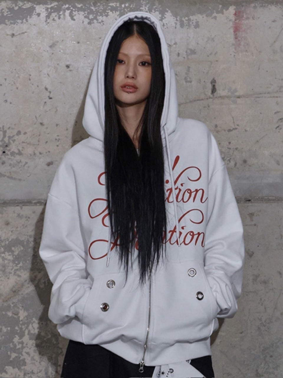 FANCY CLUB】ATTENTION EYELET HOODED ZIP-UP – PRESSING WEB SHOP