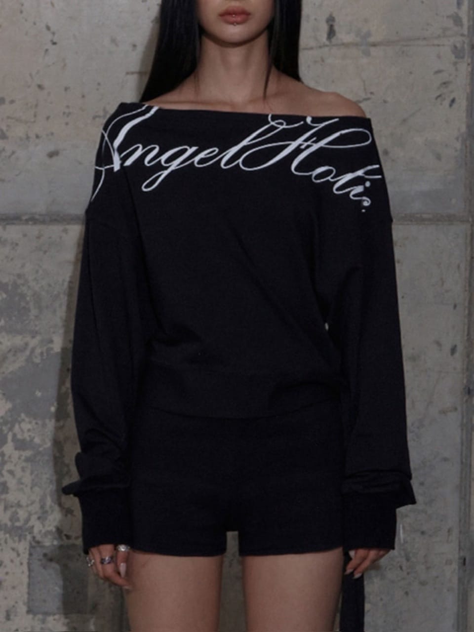 【FANCY CLUB】BOATNECK RIBBON TIE SWEATSHIRT / 【ファンシークラブ】ボートネックリボンタイスウェット長袖Ｔシャツ