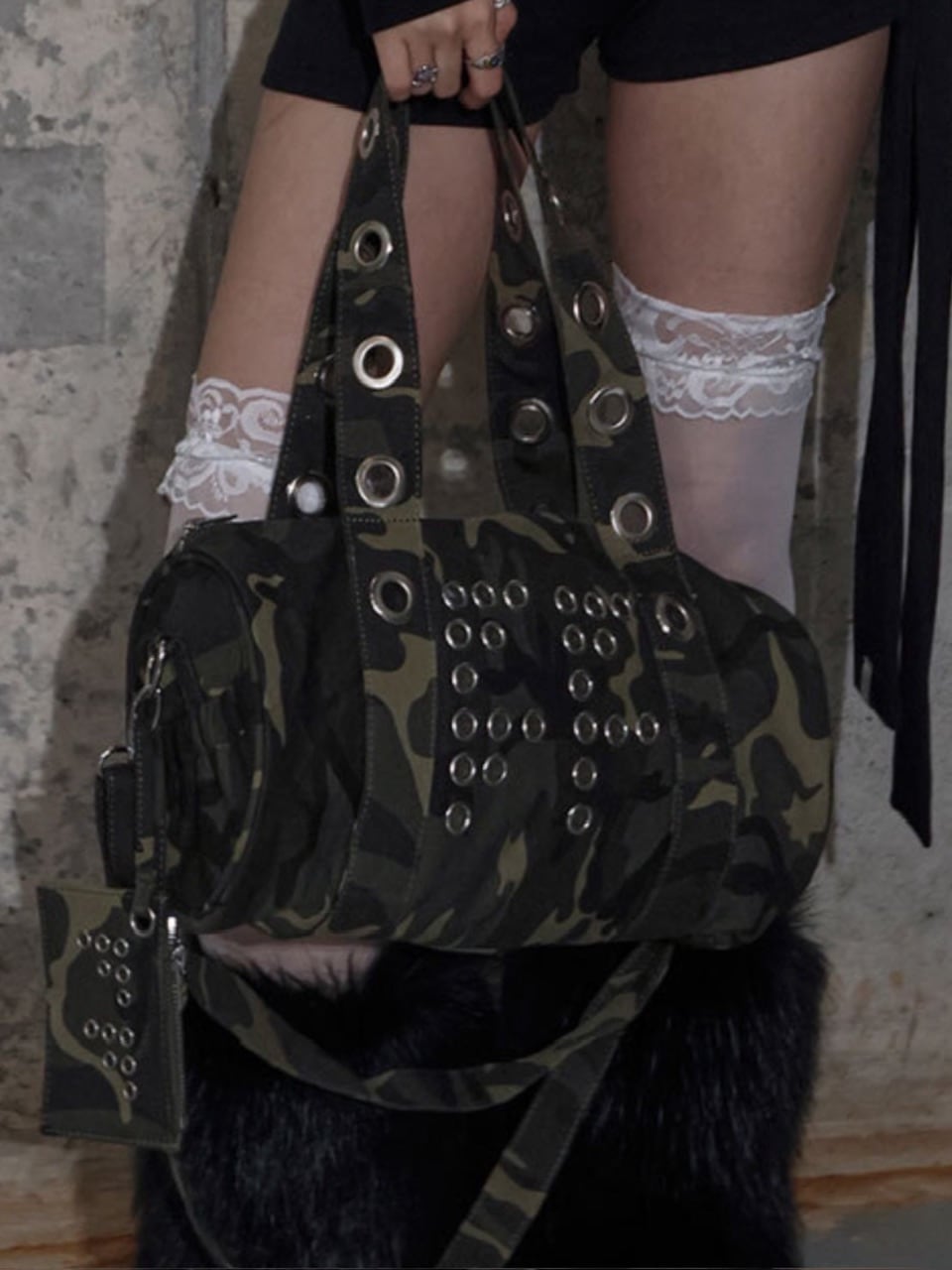 【FANCY CLUB】FFFF EYELET DUFFLE BAG / 【ファンシークラブ】ＦＦＦＦアイレットダッフルバッグ