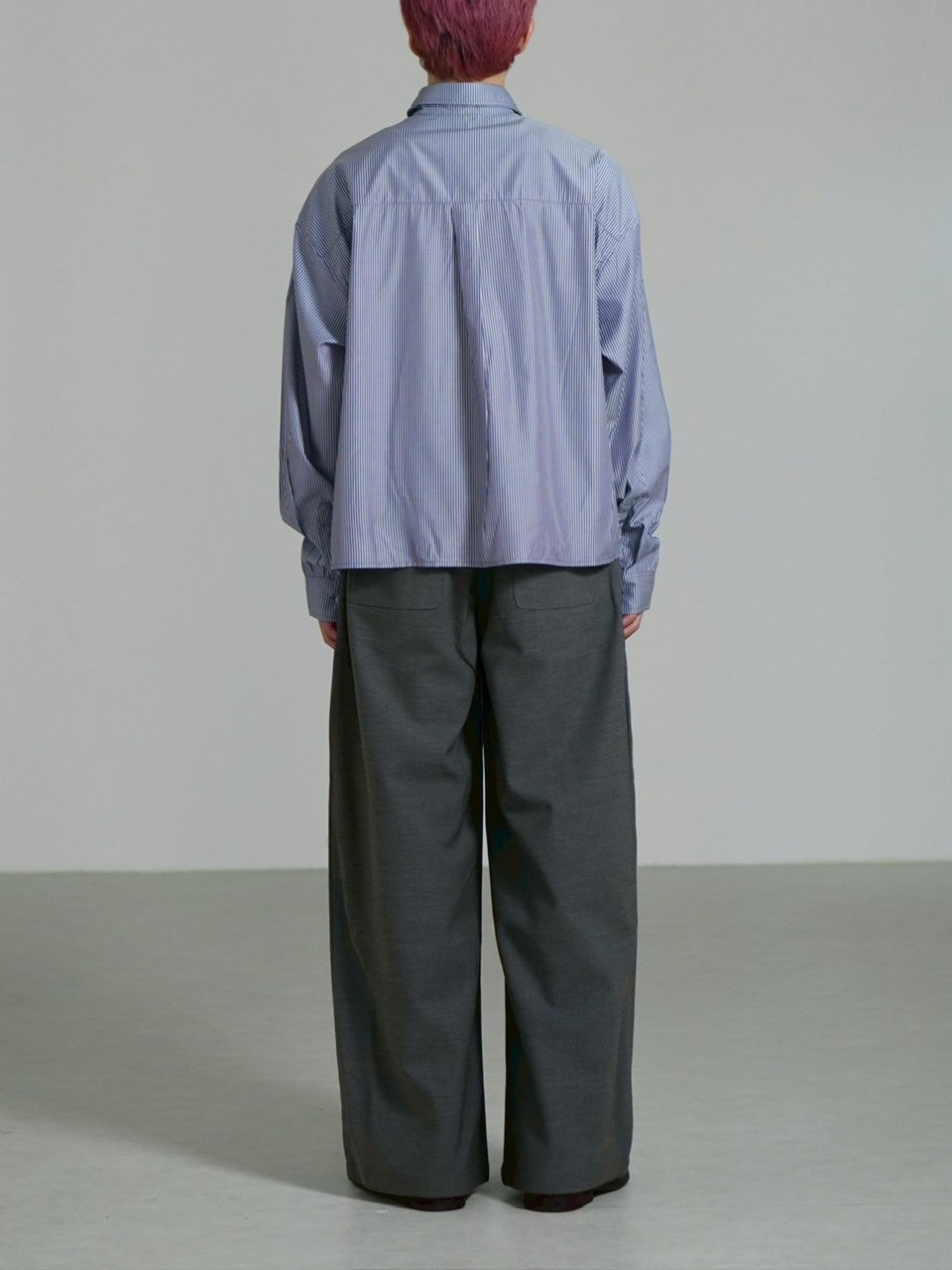 受注制【Chikashitsu +】cropped stripe shirt / 【チカシツプラス】クロップドストライプ長袖シャツ (3color)