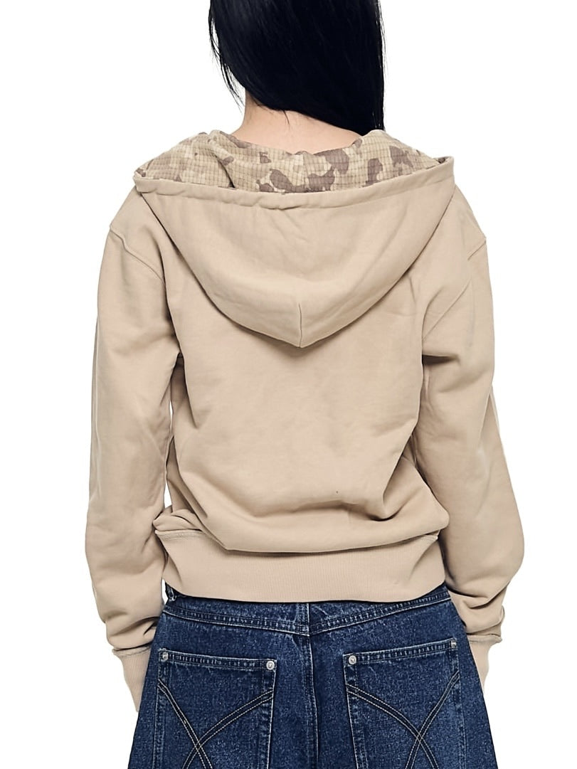 【AAKAM】Contrast Patch Zip-Up Hoodie